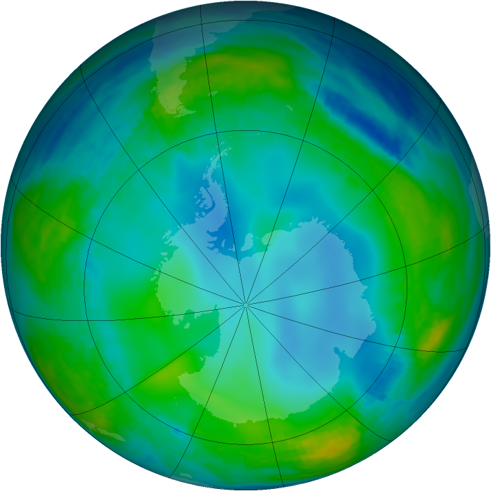 Antarctic ozone map for 07 June 1990